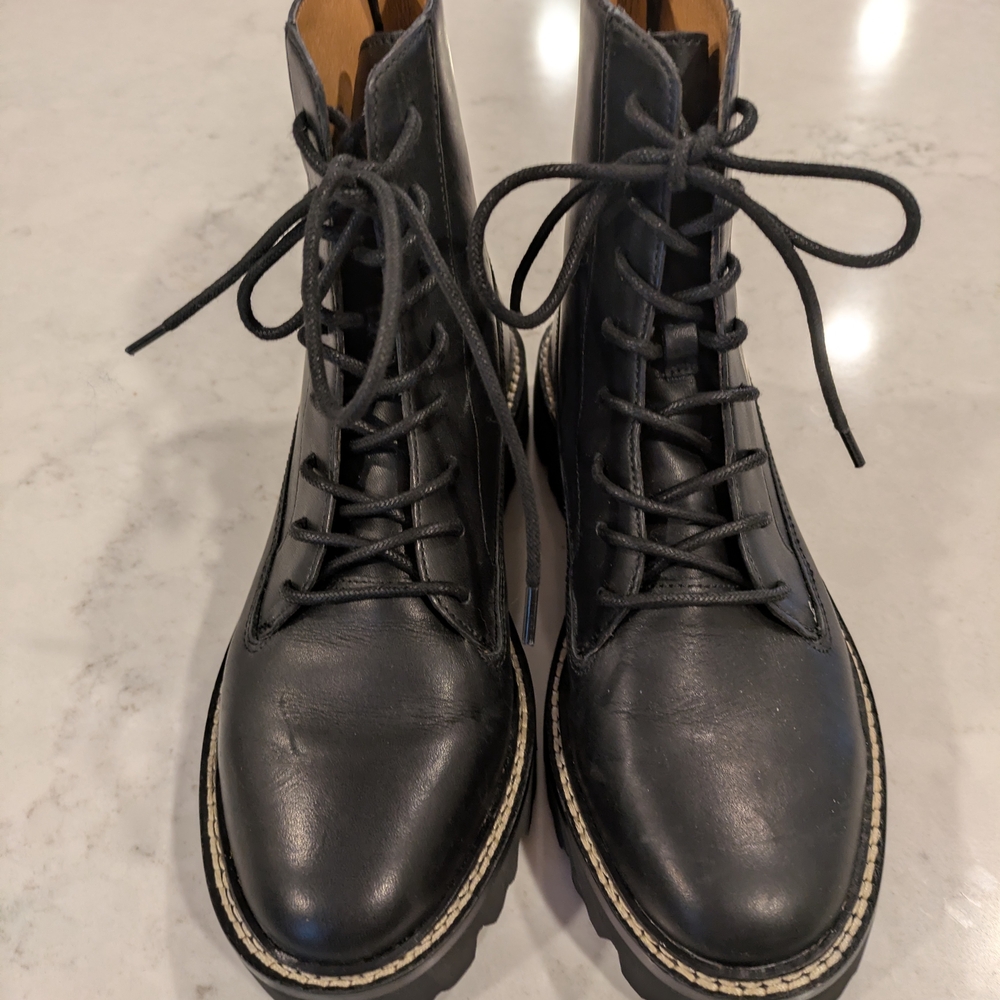 Madewell Black Lace-Up Women's Boots. Leather - Black Size 5.5
